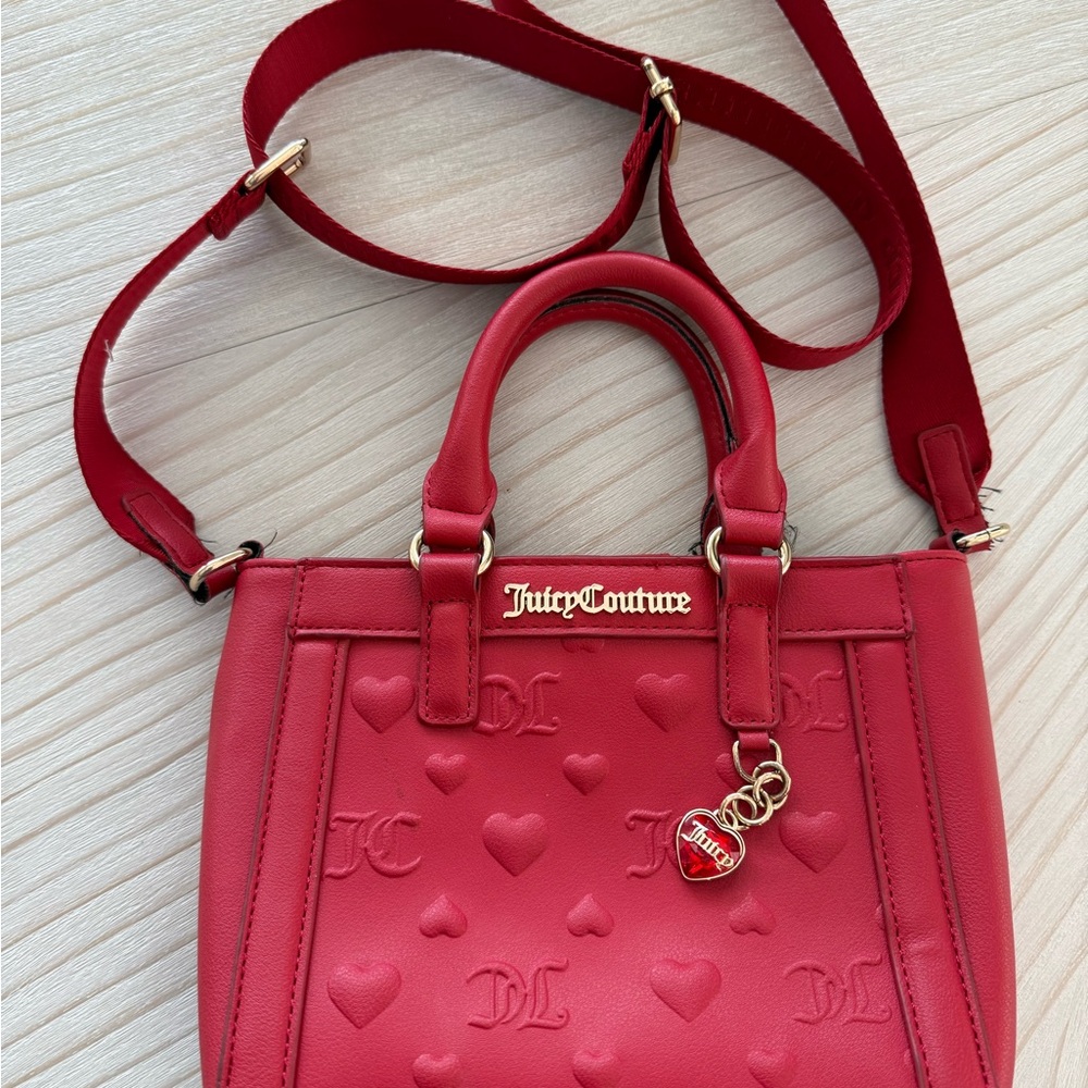 Juicy Couture Red Heart Embossed Crossbody Bag